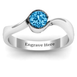Fancy Solitaire Swirl Ring in 925 Sterling Silver