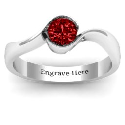 Fancy Solitaire Swirl Ring in 925 Sterling Silver with Garnet