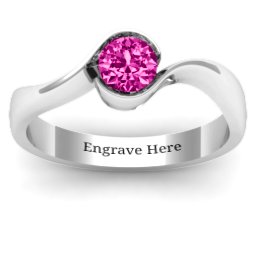 Fancy Solitaire Swirl Ring in 925 Sterling Silver with Pink Tourmaline