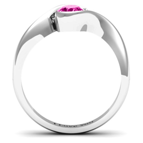 Fancy Solitaire Swirl Ring – Sterling Silver with Pink Tourmaline