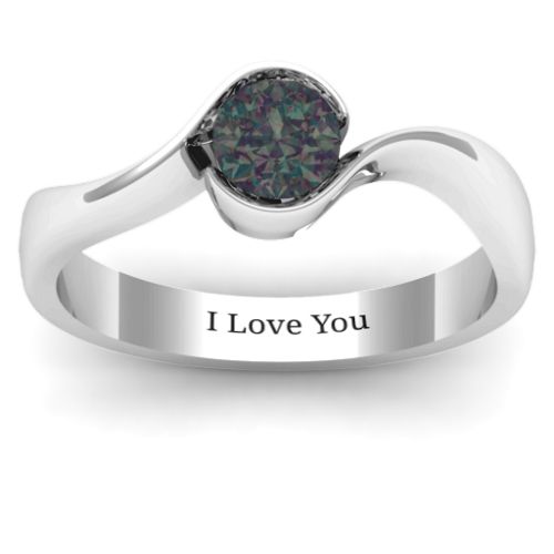 Fancy Solitaire Swirl Ring – Sterling Silver with Alexandrite