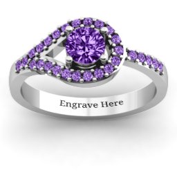 Asymmetrical Wrap Knot Ring in 925 Sterling Silver with Amethyst and Amethyst Premium Zirconia