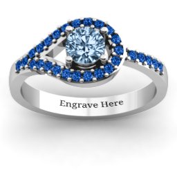 Asymmetrical Wrap Knot Ring in 925 Sterling Silver with Aquamarine and Fancy Blue Premium Zirconia