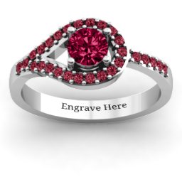 Asymmetrical Wrap Knot Ring in 925 Sterling Silver with Ruby and Red Premium Zirconia