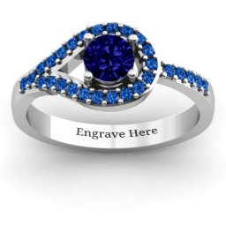 Asymmetrical Wrap Knot Ring in 925 Sterling Silver with Blue Sapphire and Fancy Blue Premium Zirconia