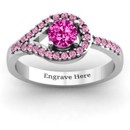 Asymmetrical Wrap Knot Ring in 925 Sterling Silver with Pink Tourmaline and Fancy Pink Premium Zirconia