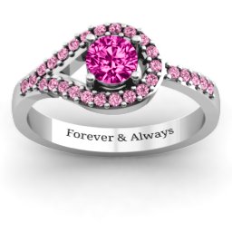 Asymmetrical Wrap Knot Ring in 925 Sterling Silver with Pink Tourmaline and Fancy Pink Premium Zirconia