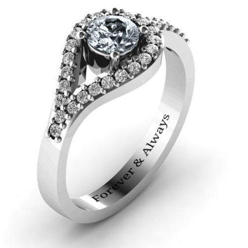 Asymmetrical Wrap Knot Ring – Sterling Silver with Cubic Zirconia and White Premium Zirconia