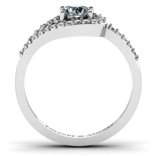 Asymmetrical Wrap Knot Ring – Sterling Silver with Cubic Zirconia and White Premium Zirconia