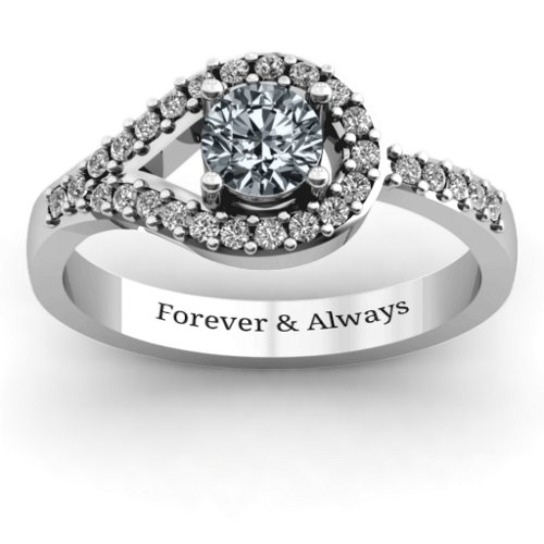 Asymmetrical Wrap Knot Ring – Sterling Silver with Cubic Zirconia and White Premium Zirconia