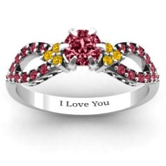 Fancy Split Shank Solitaire Accent Ring