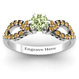 Fancy Split Shank Solitaire Accent Ring