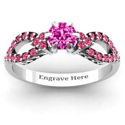 Fancy Split Shank Solitaire Accent Ring