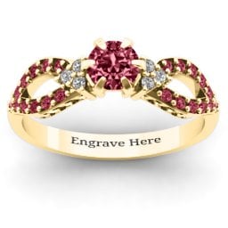 Fancy Split Shank Solitaire Accent Ring