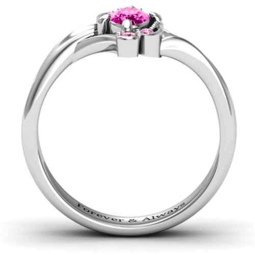 Fancy Oval Asymmetrical Ring – Sterling Silver with Pink Tourmaline and Fancy Pink Premium Zirconia
