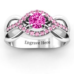 Fancy Woven Ring in 925 Sterling Silver with Pink Tourmaline and Fancy Pink Premium Zirconia