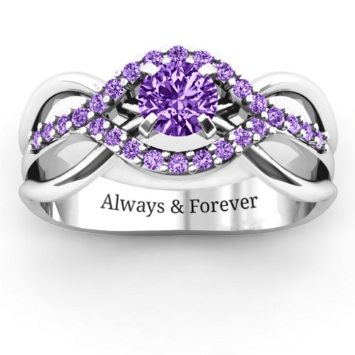 Fancy Woven Ring – Sterling Silver with Amethyst and Amethyst Premium Zirconia