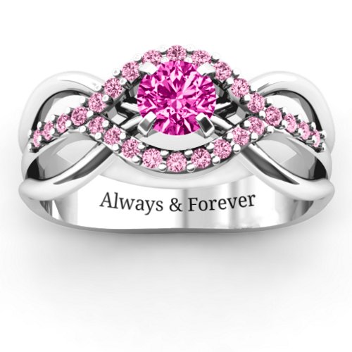 Fancy Woven Ring – Sterling Silver with Pink Tourmaline and Fancy Pink Premium Zirconia