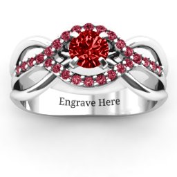 Fancy Woven Ring in 925 Sterling Silver with Garnet and Red Premium Zirconia