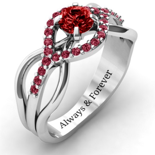 Fancy Woven Ring – Sterling Silver with Garnet and Red Premium Zirconia