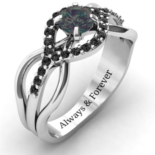 Fancy Woven Ring – Sterling Silver with Alexandrite and Black Premium Zirconia