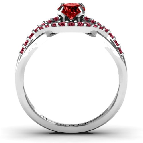 Fancy Woven Ring – Sterling Silver with Garnet and Red Premium Zirconia
