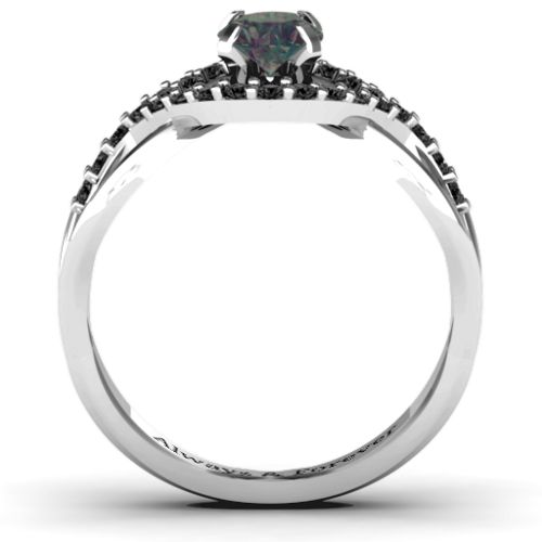Fancy Woven Ring – Sterling Silver with Alexandrite and Black Premium Zirconia