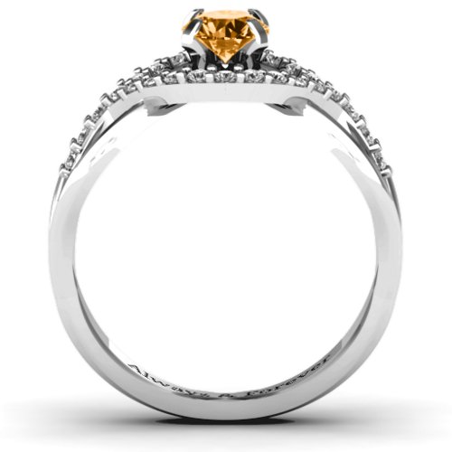 Fancy Woven Ring – Sterling Silver with Citrine and White Premium Zirconia