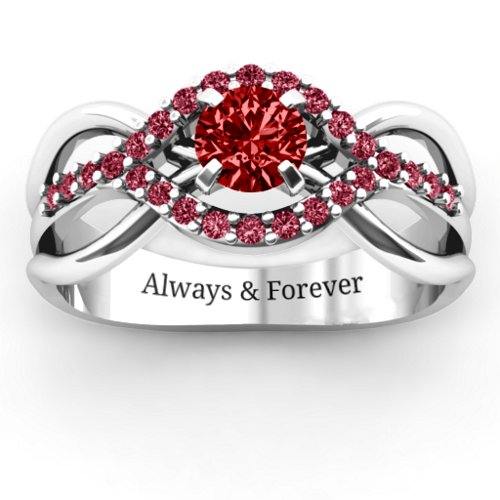 Fancy Woven Ring – Sterling Silver with Garnet and Red Premium Zirconia