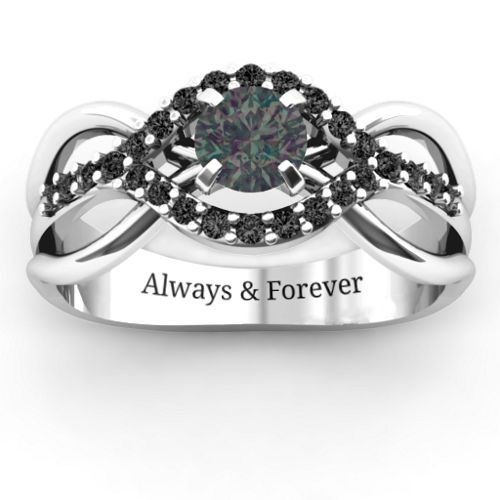 Fancy Woven Ring – Sterling Silver with Alexandrite and Black Premium Zirconia