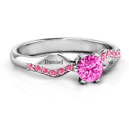 Dimpled Solitaire with Accents Ring