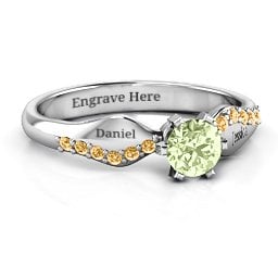 Dimpled Solitaire with Accents Ring