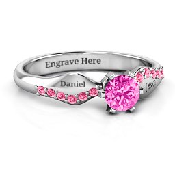 Dimpled Solitaire with Accents Ring