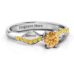 Dimpled Solitaire with Accents Ring