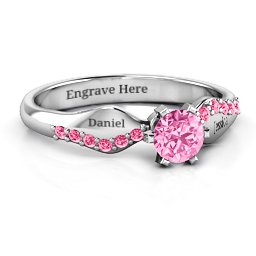 Dimpled Solitaire with Accents Ring