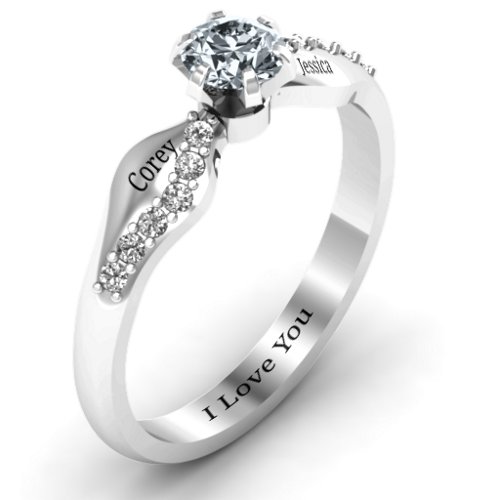 Dimpled Solitaire with Accents Ring