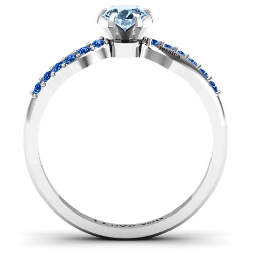 Dimpled Solitaire with Accents Ring