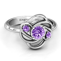 Multi Stone Love Knot Ring in 925 Sterling Silver with Amethyst