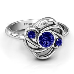 Multi Stone Love Knot Ring in 925 Sterling Silver with Blue Sapphire