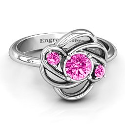 Multi Stone Love Knot Ring in 925 Sterling Silver with Pink Tourmaline
