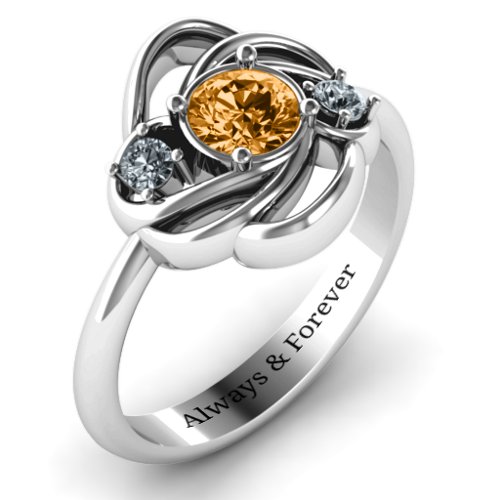 Multi Stone Love Knot Ring – Sterling Silver with Citrine and Cubic Zirconia