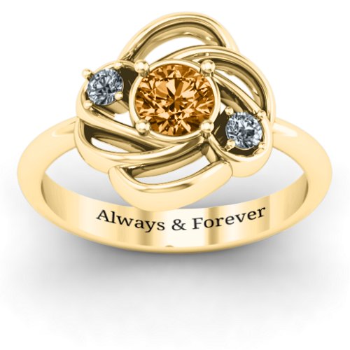 Multi Stone Love Knot Ring – 10K Yellow Gold with Citrine and Cubic Zirconia