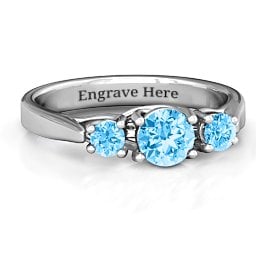 3-Stone Graduated Ring in 925 Sterling Silver with Blue Topaz