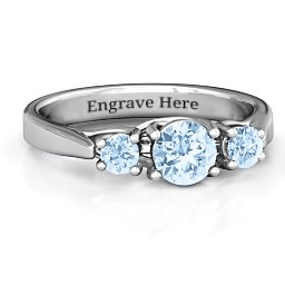 3-Stone Graduated Ring in 925 Sterling Silver with Aquamarine