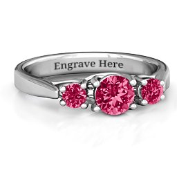 3-Stone Graduated Ring in 925 Sterling Silver with Ruby