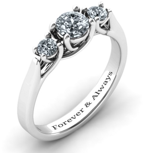 3-Stone Graduated Ring – Sterling Silver with Cubic Zirconia