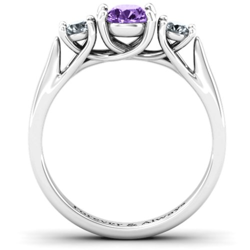 3-Stone Graduated Ring – Sterling Silver with Amethyst and Cubic Zirconia