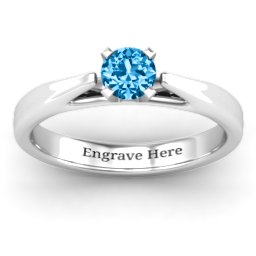 Ski Tip Solitaire Ring in 925 Sterling Silver
