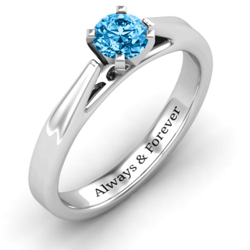 Ski Tip Solitaire Ring