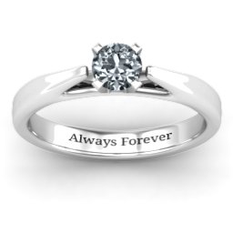 Ski Tip Solitaire Ring in 925 Sterling Silver with Diamond